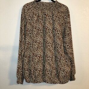 Main Strip Leopard High Neck Balloon Sleeve Blouse NWT